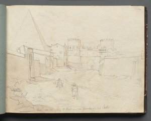 Album con Vedute di Roma e Dintorni, Studi di Paesaggio, pagina 06a: Roma dalla Porta San Paolo da Franz Johann Heinrich Nadorp