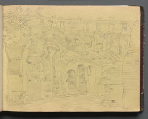 Album con vedute di Roma e dintorni, studi di paesaggio, pagina 12a: Rovine romane da Franz Johann Heinrich Nadorp