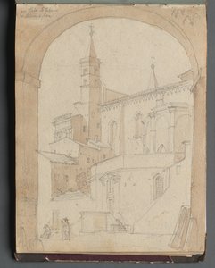 Album con vedute di Roma e dintorni, studi di paesaggio, pagina 18a: San Giovanni in Laterano, Roma da Franz Johann Heinrich Nadorp