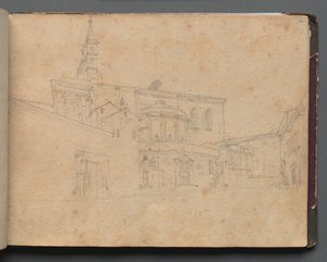 Album con Vedute di Roma e Dintorni, Studi di Paesaggio, pagina 26a: Veduta Architettonica Romana da Franz Johann Heinrich Nadorp