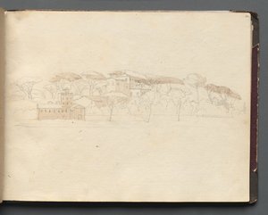 Album con vedute di Roma e dintorni, studi di paesaggio, pagina 30a: Veduta panoramica di Roma da Franz Johann Heinrich Nadorp
