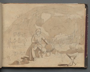 Album con vedute di Roma e dintorni, studi di paesaggio, pagina 39a: Figura in un paesaggio da Franz Johann Heinrich Nadorp