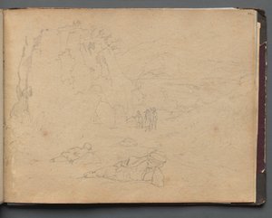 Album con vedute di Roma e dintorni, studi di paesaggio, pagina 44a: Figure in un paesaggio