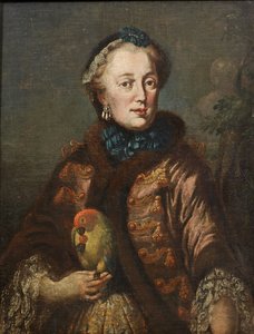 Ritratto di Maria Anna Sofia di Sassonia (1728-1797), Elettrice di Baviera, con un uccello. da Franz Joseph Winder