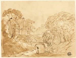 Paesaggio con ponte e rovine