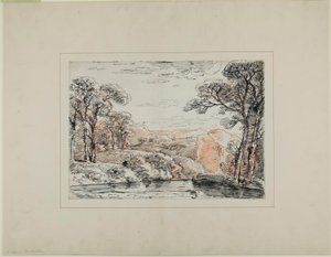 Paesaggio con fiume e colline lontane da Franz Kobell
