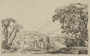 Paesaggio con valle tra le montagne da Franz Kobell