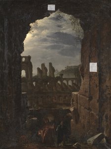 Veduta del Colosseo al chiaro di luna