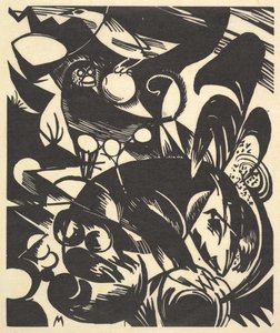 Creazione I dal portfolio Nuova Europa, 1914 stampato postumo nel 1921 e pubblicato nel 1922 da Franz Marc