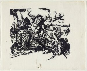 Caccia al leone secondo Delacroix da Franz Marc