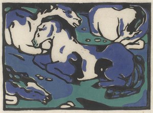 Ruhende Pferde (Cavalli a riposo), 1911-1912, stampato 1916 da Franz Marc