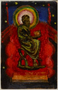 Sitzender Heiliger (Byzantinischer Heiliger), Postkarte aus Sindelsdorf an Wassily Kandinsky in München da Franz Marc