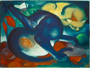Due gatti, blu e giallo da Franz Marc