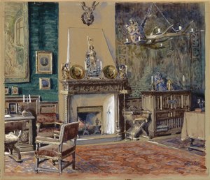 Sala degli uomini con camino da Franz Poledne