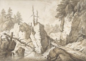 Paesaggio montano svizzero con piccolo ponte che attraversa un ruscello