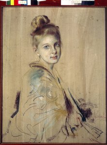 Giovane ragazza con un ventaglio da Franz Seraph von Lenbach