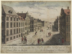Veduta di Rue du Roi--Boston (1776) da Franz Xaver Habermann