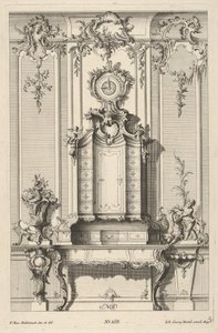 Elevazione della parete con un secretaire, da 