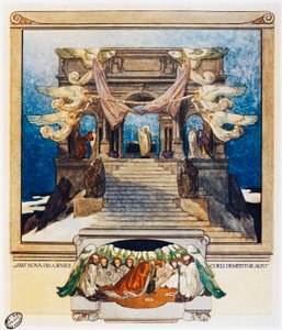 E nuova progenie discende dal cielo, Verso 72, Purgatorio, Canto XXII, La Divina Commedia, di Dante Alighieri, illustrazione di Franz Von Bayros, Vienna da Franz von  Bayros