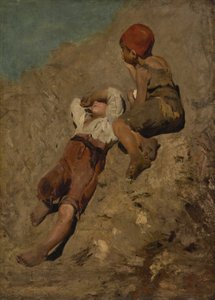 Due ragazzi contadini su un pendio da Franz von Lenbach