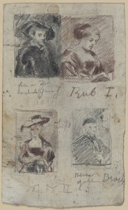 Tre schizzi copiati da Peter Paul Rubens, uno da Palma Vecchio (?) da Franz von Lenbach, Peter Paul Rubens