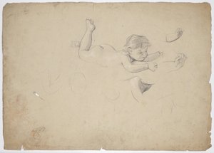Studi di nudo di un neonato sdraiato da Franz von Matsch