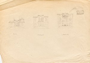 Schizzi per la villa studio di Matsch - Facciata del giardino da Franz von Matsch