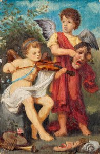 Putti musicanti con maschere