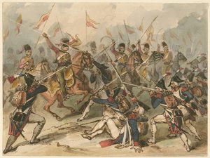 Fanteria francese e ussari russi in combattimento ad Austerlitz da Frédéric Goupil Fesquet