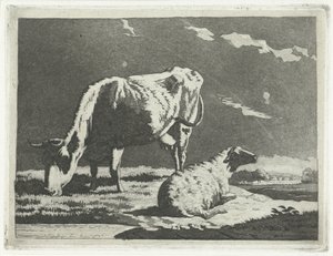Paesaggio con mucca e pecora da Frédéric Théodore Faber