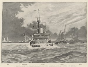 Le manovre navali, tattiche preliminari a vapore della flotta rossa, sotto il contrammiraglio E H Seymour da Fred T. Jane