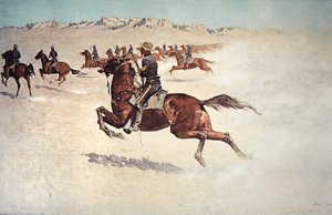Soldati Buffalo in inseguimento da Frederic (after) Remington