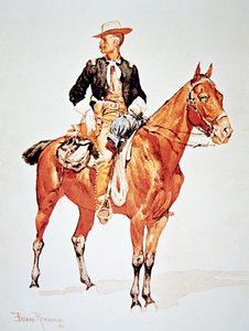 Tenente S.C. Robertson, Capo degli Scout dei Corvi, da un acquerello del 1890 da Frederic (after) Remington