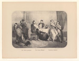 Gruppo di uomini e donne in un interno da Frederic Charles Wentzel (possibly)
