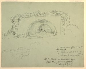 Disegno, Tomba Abels sulla montagna sopra Suk Wadi, 4 maggio 1868 da Frederic Edwin Church