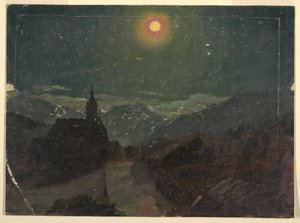 Disegno, Paesaggio alpino notturno, 1868 da Frederic Edwin Church