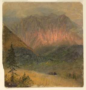 Disegno, studio alpino di un tramonto, luglio 1868