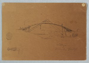 Disegno, Ponte di bambù a Buga, Colombia e Ragazza che porta un vaso, Cartago, Colombia, luglio 1853 da Frederic Edwin Church