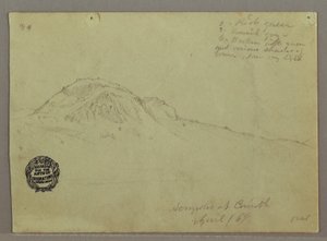 Disegno, Collina nuda, Acropoli di Corinto, Grecia, aprile 1869 da Frederic Edwin Church