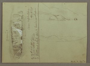 Disegno, Collina nuda, Acropoli di Corinto, Grecia, aprile 1869 da Frederic Edwin Church