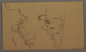 Disegno, Studi di barche, Studio di nuvole, Due edifici, forse 1868 da Frederic Edwin Church