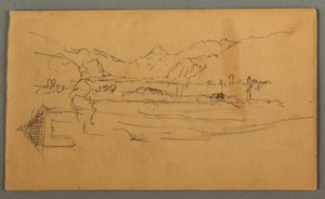 Disegno, Valle larga, capannone, St. Gilgen, Austria, forse 1868 da Frederic Edwin Church