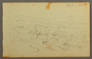 Disegno, ampia valle con fattorie, 1844