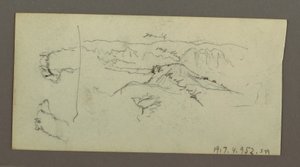 Disegno, Stuidi di cammello, cespuglio di alberi e valle, forse 1868