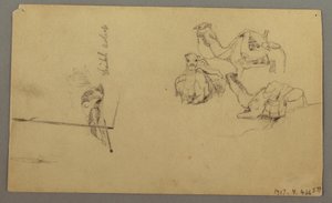 Disegno, Cammelli che bevono su una collina, 22 febbraio, forse 1868 da Frederic Edwin Church
