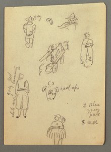 Disegno, Carrello, studi di figura, forse 1868 da Frederic Edwin Church