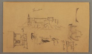 Disegno, Castello, Minareto, Velieri, Casa, maggio 1868 da Frederic Edwin Church