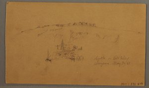 Disegno, Castello, Minareto, Velieri, Casa, maggio 1868 da Frederic Edwin Church