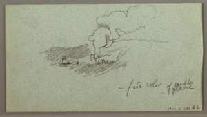 Disegno, Nuvole sulla catena collinare, sole basso, forse 1874 da Frederic Edwin Church