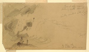 Disegno, cielo nuvoloso serale su una catena collinare, luglio 1866